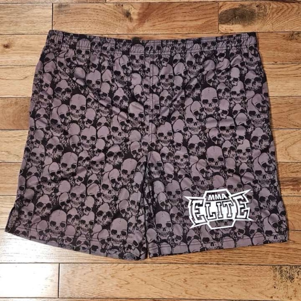MMA Elite All Over Skull Print Athletic Shorts Size Large